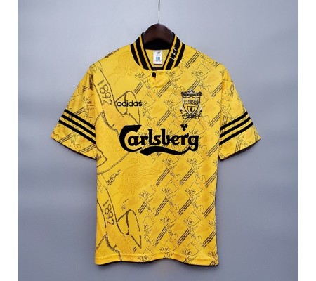 Liverpool 95/96 Away Yellow Soccer Jersey